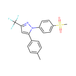 Cc1ccc(-c2cc(C(F)(F)F)nn2-c2ccc(S(C)(=O)=O)cc2)cc1 ZINC000028710928