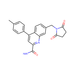 Cc1ccc(-c2cc(C(N)=O)nc3cc(CN4C(=O)CCC4=O)ccc23)cc1 ZINC000205385621