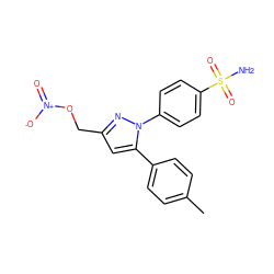 Cc1ccc(-c2cc(CO[N+](=O)[O-])nn2-c2ccc(S(N)(=O)=O)cc2)cc1 ZINC000473105986