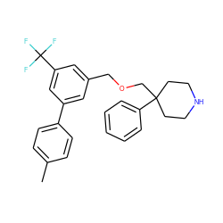 Cc1ccc(-c2cc(COCC3(c4ccccc4)CCNCC3)cc(C(F)(F)F)c2)cc1 ZINC000144205723