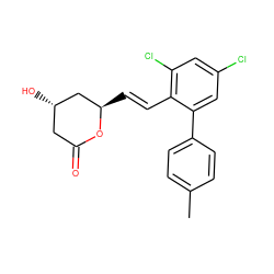 Cc1ccc(-c2cc(Cl)cc(Cl)c2/C=C/[C@@H]2C[C@@H](O)CC(=O)O2)cc1 ZINC000029481256