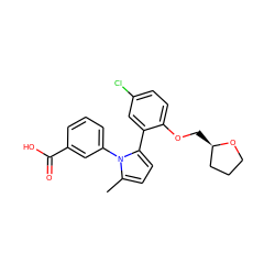 Cc1ccc(-c2cc(Cl)ccc2OC[C@@H]2CCCO2)n1-c1cccc(C(=O)O)c1 ZINC000040762610