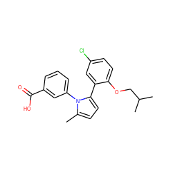 Cc1ccc(-c2cc(Cl)ccc2OCC(C)C)n1-c1cccc(C(=O)O)c1 ZINC000040565813