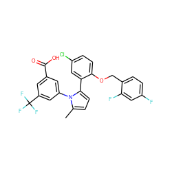 Cc1ccc(-c2cc(Cl)ccc2OCc2ccc(F)cc2F)n1-c1cc(C(=O)O)cc(C(F)(F)F)c1 ZINC000028819018