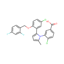 Cc1ccc(-c2cc(Cl)ccc2OCc2ccc(F)cc2F)n1-c1cc(C(=O)O)ccc1Cl ZINC000028818972