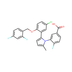 Cc1ccc(-c2cc(Cl)ccc2OCc2ccc(F)cc2F)n1-c1cc(C(=O)O)ccc1F ZINC000028818957