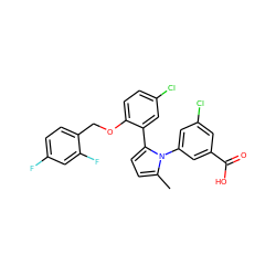 Cc1ccc(-c2cc(Cl)ccc2OCc2ccc(F)cc2F)n1-c1cc(Cl)cc(C(=O)O)c1 ZINC000028819005