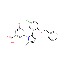 Cc1ccc(-c2cc(Cl)ccc2OCc2ccccc2)n1-c1cc(Br)cc(C(=O)O)c1 ZINC000028819009