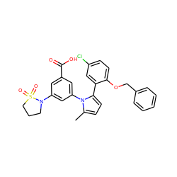 Cc1ccc(-c2cc(Cl)ccc2OCc2ccccc2)n1-c1cc(C(=O)O)cc(N2CCCS2(=O)=O)c1 ZINC000028819054