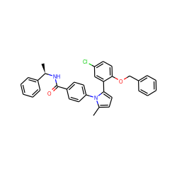 Cc1ccc(-c2cc(Cl)ccc2OCc2ccccc2)n1-c1ccc(C(=O)N[C@H](C)c2ccccc2)cc1 ZINC000028822657