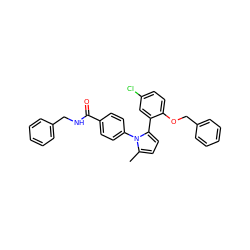 Cc1ccc(-c2cc(Cl)ccc2OCc2ccccc2)n1-c1ccc(C(=O)NCc2ccccc2)cc1 ZINC000028822633