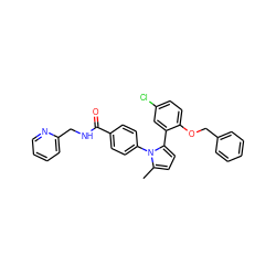 Cc1ccc(-c2cc(Cl)ccc2OCc2ccccc2)n1-c1ccc(C(=O)NCc2ccccn2)cc1 ZINC000028822634