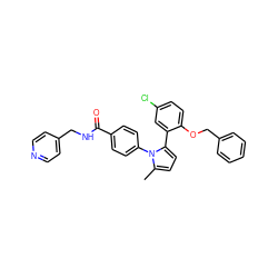 Cc1ccc(-c2cc(Cl)ccc2OCc2ccccc2)n1-c1ccc(C(=O)NCc2ccncc2)cc1 ZINC000028822639