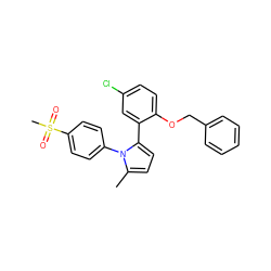 Cc1ccc(-c2cc(Cl)ccc2OCc2ccccc2)n1-c1ccc(S(C)(=O)=O)cc1 ZINC000028822622