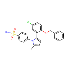 Cc1ccc(-c2cc(Cl)ccc2OCc2ccccc2)n1-c1ccc(S(N)(=O)=O)cc1 ZINC000028822624