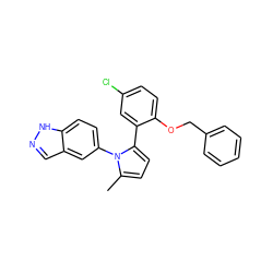 Cc1ccc(-c2cc(Cl)ccc2OCc2ccccc2)n1-c1ccc2[nH]ncc2c1 ZINC000028822661