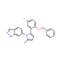 Cc1ccc(-c2cc(Cl)ccc2OCc2ccccc2)n1-c1ccc2cn[nH]c2c1 ZINC000028822660