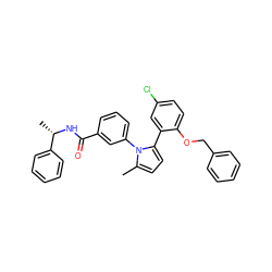 Cc1ccc(-c2cc(Cl)ccc2OCc2ccccc2)n1-c1cccc(C(=O)N[C@@H](C)c2ccccc2)c1 ZINC000028822654