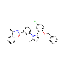 Cc1ccc(-c2cc(Cl)ccc2OCc2ccccc2)n1-c1cccc(C(=O)N[C@H](C)c2ccccc2)c1 ZINC000028822656