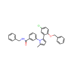 Cc1ccc(-c2cc(Cl)ccc2OCc2ccccc2)n1-c1cccc(C(=O)NCc2ccccc2)c1 ZINC000028822648