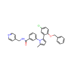 Cc1ccc(-c2cc(Cl)ccc2OCc2ccccc2)n1-c1cccc(C(=O)NCc2ccncc2)c1 ZINC000028822653