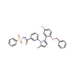 Cc1ccc(-c2cc(Cl)ccc2OCc2ccccc2)n1-c1cccc(C(=O)NS(=O)(=O)c2ccccc2)c1 ZINC000028822613