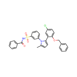 Cc1ccc(-c2cc(Cl)ccc2OCc2ccccc2)n1-c1cccc(S(=O)(=O)NC(=O)c2ccccc2)c1 ZINC000028822616