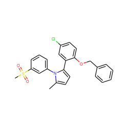 Cc1ccc(-c2cc(Cl)ccc2OCc2ccccc2)n1-c1cccc(S(C)(=O)=O)c1 ZINC000028822619