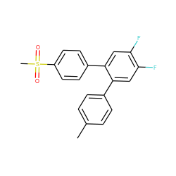 Cc1ccc(-c2cc(F)c(F)cc2-c2ccc(S(C)(=O)=O)cc2)cc1 ZINC000003814669