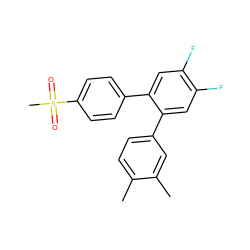 Cc1ccc(-c2cc(F)c(F)cc2-c2ccc(S(C)(=O)=O)cc2)cc1C ZINC000013755796