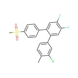 Cc1ccc(-c2cc(F)c(F)cc2-c2ccc(S(C)(=O)=O)cc2)cc1Cl ZINC000013755795