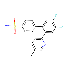 Cc1ccc(-c2cc(F)c(F)cc2-c2ccc(S(N)(=O)=O)cc2)nc1 ZINC000003814681