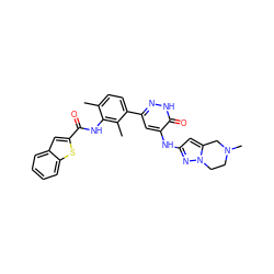 Cc1ccc(-c2cc(Nc3cc4n(n3)CCN(C)C4)c(=O)[nH]n2)c(C)c1NC(=O)c1cc2ccccc2s1 ZINC000146118446