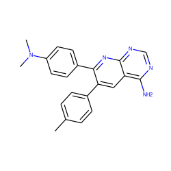 Cc1ccc(-c2cc3c(N)ncnc3nc2-c2ccc(N(C)C)cc2)cc1 ZINC000003814324