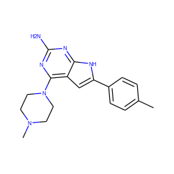 Cc1ccc(-c2cc3c(N4CCN(C)CC4)nc(N)nc3[nH]2)cc1 ZINC000095594909