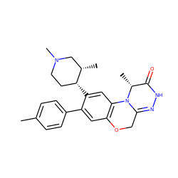 Cc1ccc(-c2cc3c(cc2[C@@H]2CCN(C)C[C@@H]2C)N2C(=NNC(=O)[C@H]2C)CO3)cc1 ZINC000299828953