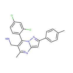 Cc1ccc(-c2cc3nc(C)c(CN)c(-c4ccc(Cl)cc4Cl)n3n2)cc1 ZINC000035847765