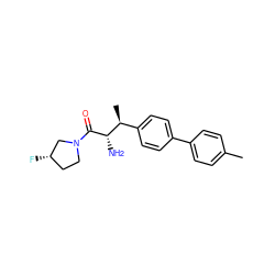 Cc1ccc(-c2ccc([C@H](C)[C@H](N)C(=O)N3CC[C@H](F)C3)cc2)cc1 ZINC000014948217