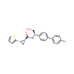 Cc1ccc(-c2ccc([C@H](CO)NC(=O)[C@H]3C[C@@H]3c3cccs3)cc2)cc1 ZINC000141274638