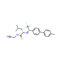 Cc1ccc(-c2ccc([C@H](N[C@@H](CC(C)C)C(=O)NCC#N)C(F)(F)F)cc2)cc1 ZINC000014971243