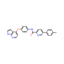 Cc1ccc(-c2ccc(C(=O)Nc3ccc(Oc4ccnc5[nH]ccc45)cc3)nc2)cc1 ZINC000653764475