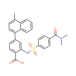 Cc1ccc(-c2ccc(C(=O)O)c(NS(=O)(=O)c3ccc(C(=O)N(C)C)cc3)c2)c2ccccc12 ZINC000103239668