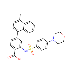 Cc1ccc(-c2ccc(C(=O)O)c(NS(=O)(=O)c3ccc(N4CCOCC4)cc3)c2)c2ccccc12 ZINC000103239664