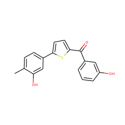 Cc1ccc(-c2ccc(C(=O)c3cccc(O)c3)s2)cc1O ZINC000064453493