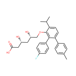 Cc1ccc(-c2ccc(C(C)C)c(OC[C@@H](O)C[C@@H](O)CC(=O)O)c2-c2ccc(F)cc2)cc1 ZINC000013861078