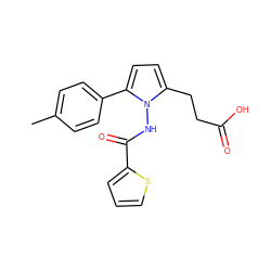 Cc1ccc(-c2ccc(CCC(=O)O)n2NC(=O)c2cccs2)cc1 ZINC000002880233