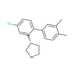 Cc1ccc(-c2ccc(Cl)cc2[C@@H]2CCNC2)cc1C ZINC000096175958