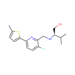 Cc1ccc(-c2ccc(F)c(CN[C@@H](CO)C(C)C)n2)s1 ZINC000204427013