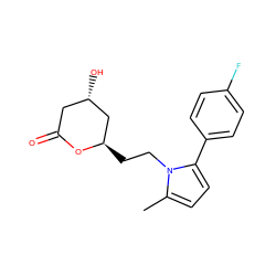 Cc1ccc(-c2ccc(F)cc2)n1CC[C@@H]1C[C@@H](O)CC(=O)O1 ZINC000026838114