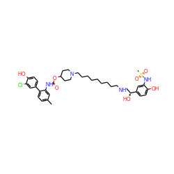 Cc1ccc(-c2ccc(O)c(Cl)c2)c(NC(=O)OC2CCN(CCCCCCCCCNC[C@H](O)c3ccc(O)c(NS(C)(=O)=O)c3)CC2)c1 ZINC000169323313